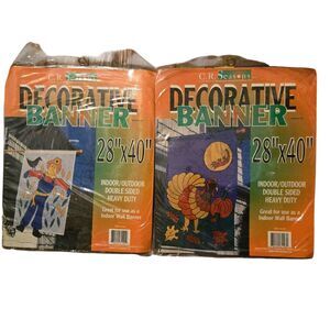 VTG C.R. Seasons Banner 1995 Thanksgiving 28" X 40" ( Lot Of 2) VINTAGE